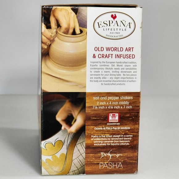 Handcrafted Ceramic Red Salt And Pepper Shakers With Caddy - Picture 13 of 16